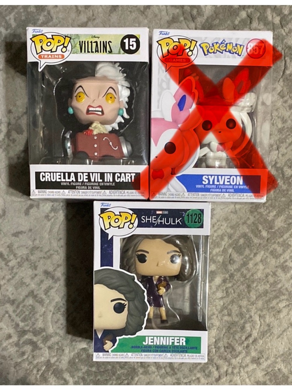 NIB Bundle of 2 Funko Pop! Cruella 15, Jennifer 1128.